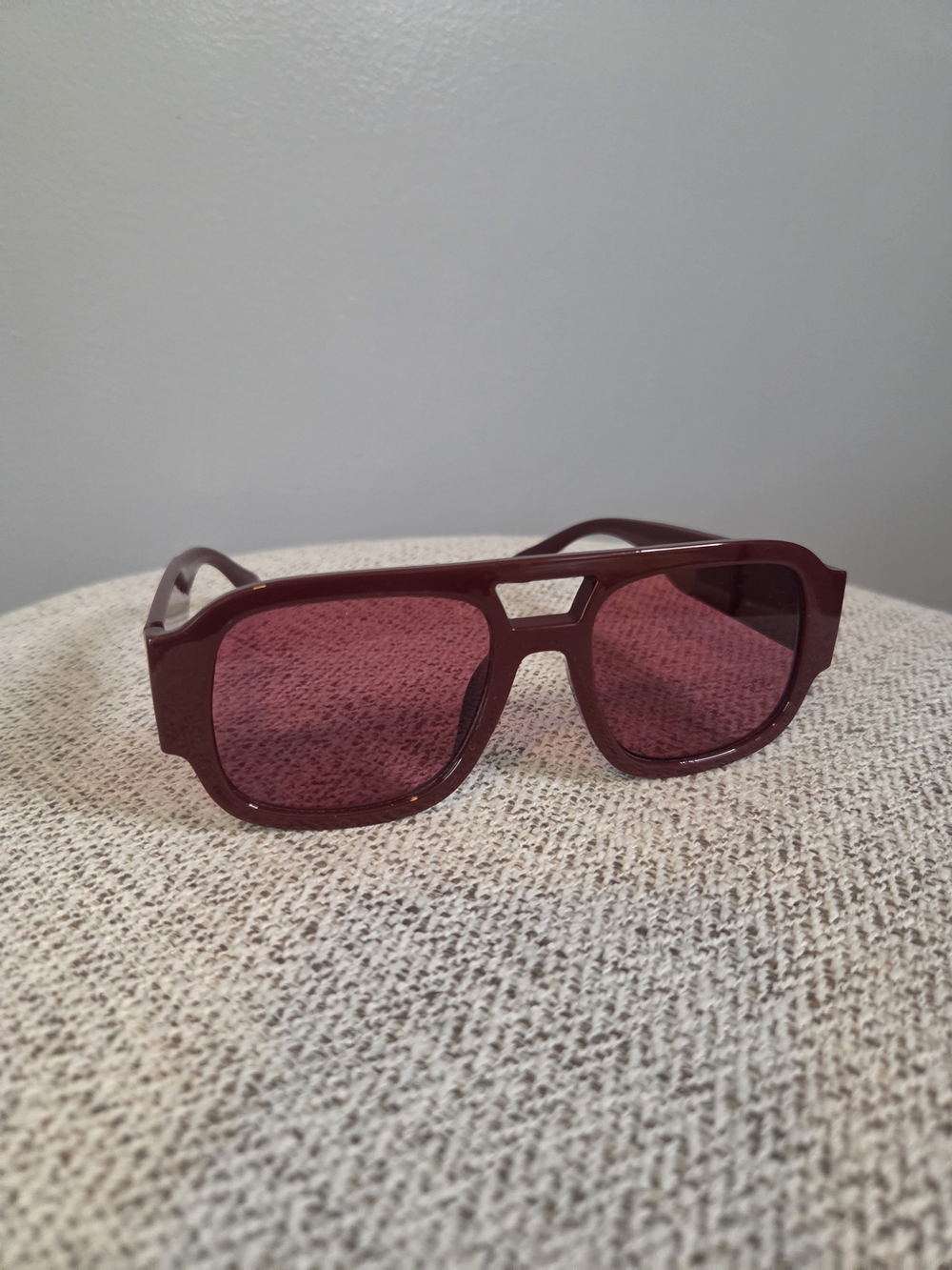 Stylish  Burgundy Square Sunglasses